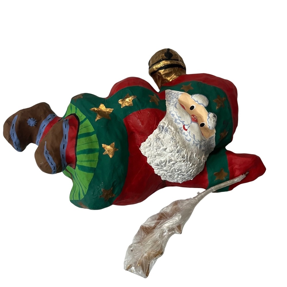Paper mache Flying Santa with gold stars
